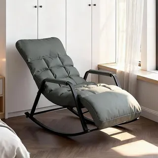Schaukelsessel Schaukelstuhl Liegestuhl verstellbar Relaxsessel Loungesessel für Wohnzimmer Garten Balkon Gartenstuhl Gartenliege Schauelliege - Grau