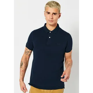 Poloshirt SUPERDRY "CLASSIC PIQUE POLO" Gr. M (46), blau (eclipse navy) Herren Shirts Kurzarm