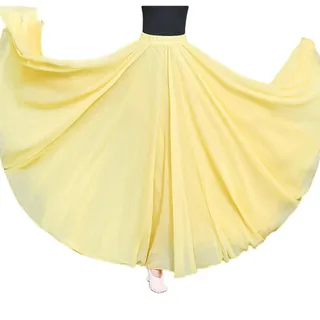 COTCLO Langer Rock für Damen, schön, dehnbar, hohe Taille, reine Farbe, drei Etagen, Chiffonrock, Strandrock