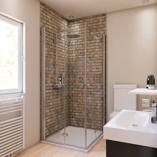 Breuer Duschrückwand Maueroptik grau/beige 100 x 255 cm