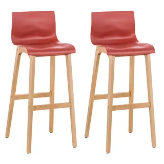 deluke Barhocker DELHI 2er Set Holz ergonomisch Rot