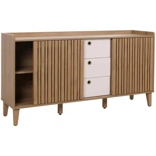 Mendler Sideboard HWC-M48 150 x 81 x 40 cm Beige / Weiß