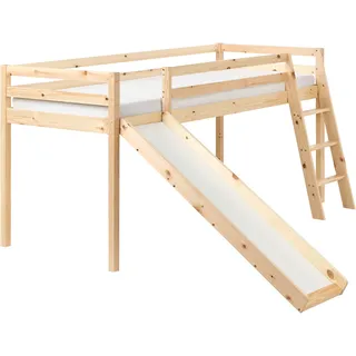 Beliani Halbhochbett Kiefernholz STAPLE 90 x 200 cm mit Rutsche Hellbraun