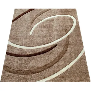 Teppich PACO HOME "Inferno 296" Teppiche Gr. B/L: 160 cm x 230 cm, 17 mm, 1 St., beige Esszimmerteppiche Kurzflor, modernes Design, handgearbeiteter Konturenschnitt