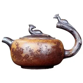 Chinesische Yixing Teekanne aus violettem Ton, echte handgefertigte Retro-Phönix-Vogel-Zisha-Kanne, Vintage-Kungfu-Teekanne für Vater, Opa, Ehemann, Freunde, Teeliebhaber
