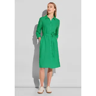 Blusenkleid STREET ONE Gr. 42, EURO-Größen, grün (soft grass green) Damen Kleider Freizeitkleider mit Bindegürtel zum Taillieren