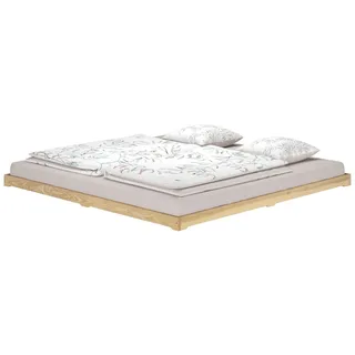 Erst-Holz Extra großes und niedriges Futonbett 200x200 Holzbett Esche lackiert V-60.47E-20 ohne Zubehör