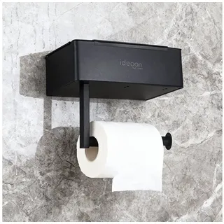 shop'n smile ideoon Toilettenpapierhalter mit Feuchttücherbox und Handyablage Edelstahl Schwarz