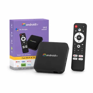 TV Box Android 14.0 Streaming Box 8GB RAM 128GB ROM, 8K Ultra HD Video, Dual-Band WiFi 6, Bluetooth, Smart TV Box mit Fernbedienung - Schwarz