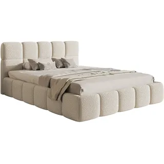 Selsey Polsterbett 180 cm Boucle Gewebe Reißfest Cloudy Hellbeige