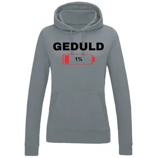 Youth Designz Kapuzenpullover "Geduld bei 1%" Damen Hoodie Pullover stylisch lustig Print Statement mit witzigen Aufdruck für Frau grau M