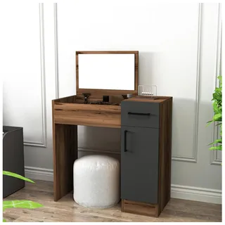 Schminktisch INCI 108,8x77 cm Walnuss/schwarz - Braun/Schwarz