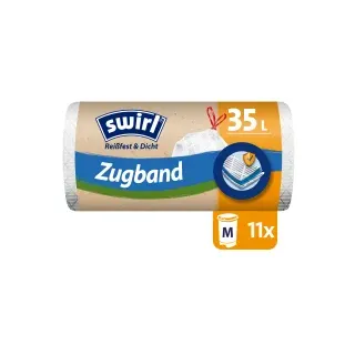 Swirl Müllbeutel Reißfest & Dicht 35 Liter, mit Zugband, 11 Stück