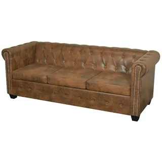 ZEYUAN Chesterfield Sofa 3-Sitzer, Tagesbett, Couch Mit Schlaffunktion, Couch für Wohnzimmer, Wohnzimmersofa, für Wohnungen, Bigsofas, Cauchsofa, Kunstleder Braun
