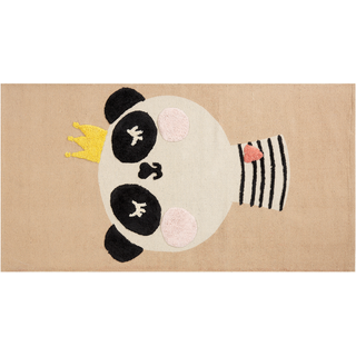 Kinderteppich beige aus Baumwolle mit Panda-Muster 80 x 150 cm BUNAN