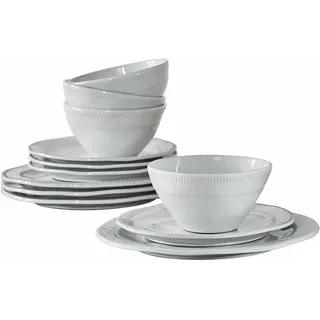 LOBERON Geschirr 12er Set Alentejo, weiß