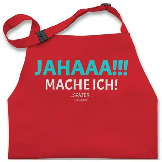 Shirtracer Kochschürze Ja mach ich aber nicht jetzt, (1-tlg), Kinder Lustige Witzige Schürze rot 47 cm x 62 cm