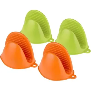 Silikon-ofenhandschuhe, 4 Silikon-ofenhandschuhe, Silikon-ofenhandschuhe, Mini-ofen, Hitzebeständige Ofenhandschuhe (grün + O