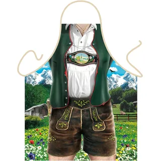 sabuy Grillschürze - Kochschürze - Bayer in Lederhose Tracht - Lustige Motiv Schürze als Geschenk für Grill Fans mit Humor