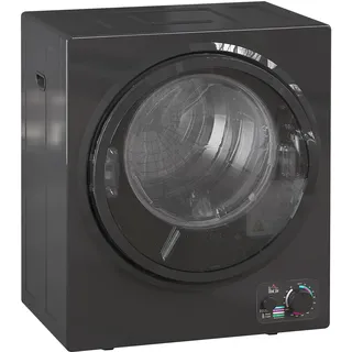 HOMCOM Tragbarer Ablufttrockner 850W 2.5kg 4 Trocknungsmodi Schwarz | Elektrischer Wäschetrockner, 2 Heizstufen, Edelstahltrommel, Wandmontage, für Wohnung, Studentenwohnheim.