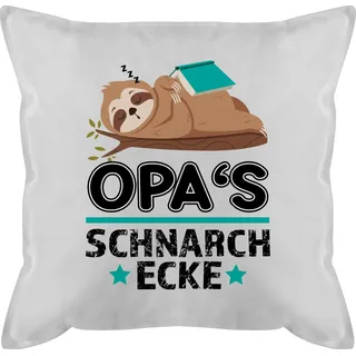 Shirtracer Dekokissen Opa Schnarchecke I Schnarchplatz Geschenk für Opas Bester Opi Faultier, Schnarchecke weiß