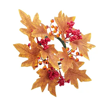 Herbstdeko Kerzenringe, 2 Stück Dekorative Kränze Mit Ahornblättern & Kürbis - Herbst Für Stabkerzen | Perfekt Für Innenräume, Thanksgiving, Esstisch Oder Kamindeko