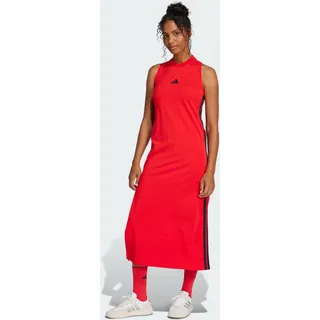 Adidas Essentials 3-Streifen Racerback ärmelloses Langes Kleid Pure Ruby / Black XS