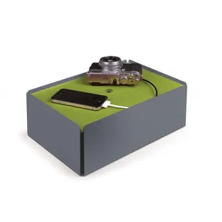 Kabelbox CHARGE-BOX fehgrau Filz grün"Kabelbox CHARGE-BOX"