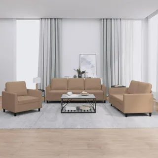 SECOLI Sofa Set 3 2 1 Wohnzimmer Sofas Set 3 Sitzer + 2 Sitzer+ Sessel Sofagarnituren Sofa Wohnzimmer Sofas & couches 3 2 1 Set-Cappuccino-Braun Kunstleder-3-tlg