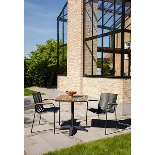 Cinas Garten-Essgruppe Mood, (3-tlg), Gartentisch, Rund, Teak, Aluminium, Retro, skandinavisch braun|grau