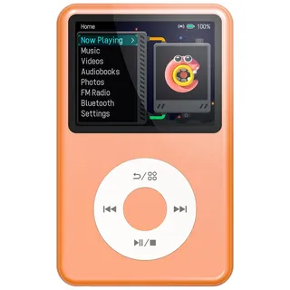 Innioasis Y1 MP3 Player - Zeitlose Klasse: 128 GB, Bluetooth, Video-Player, Hörbücher, FM-Radio und Touch Wheel-Steuerung(orange)