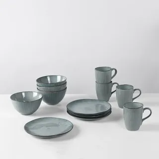 Broste Copenhagen Nordic Sea Frühstücksset Blau/Grau 12-tlg.