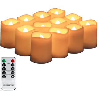 LED Echtwachs Kerzen 12er-Set inkl. Fernbedienung