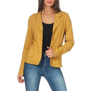 malito more than fashion Jackenblazer malito Damen Blazer klassisch, Sakko im Basic Look, Kurzjacke mit Sweat Blazer Jacke in Used Look Optik gelb XXL