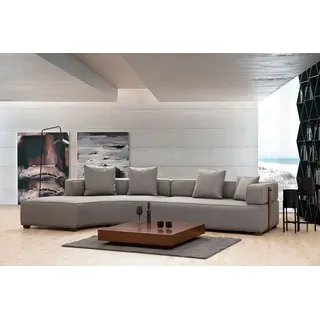 Hanah Home, Ecksofa in Grau, 105 x 180 cm, Buchenholzrahmen, 100% Polyester, 8 cm Schaumstoff, 5 Kissen, trocknergeeignet, skandinavisches Design, ... - Grau
