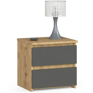 AKORD | Kommode 2 Schubladen Sideboard Mehrzweckschrank Schrank | Schreibtisch | ecktisch | Eck Schreibtisch für Home Office | Einfache Montage | 40x40x35 | Artisan Eiche & Graphitgrau Front