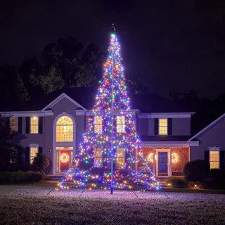 Fairybell LED-Weihnachtsbaum für draussen - 6 Meter - 1200 LEDs - Weihnachtsbaum im Fahnenmast - Multi Colour