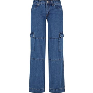 URBAN CLASSICS Bequeme Jeans Urban Classics Damen Ladies Low Waist Cargo Denim blau 26