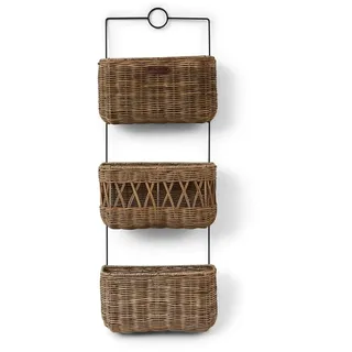 Riviera Maison Wandregal Wand, Aufbewahrungskorb, Magazinhalter, Handgefertigt - Rustic Rattan Wall Rack - Peddigrohr - Braun - (LxBxH) 9x28x78