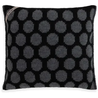 KNIT FACTORY - Cody Kissen - Schwarz/Anthrazit - 50x50 cm | Sofakissen mit Füllung und Bezug - Couchkissen - Zierkissen - Dekokissen - Kissen aus wolle - Mit Punktmuster