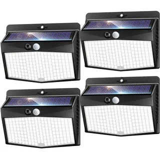 nipify Solarlampen für Außen mit Bewegungsmelder, 4 Stück 3 Modi Solarleuchten Lampe Outdoor, 168 LED Superhelle Sicherheitswandleuchte IP65 Wasserdichte für Garten Garage Hof Wand