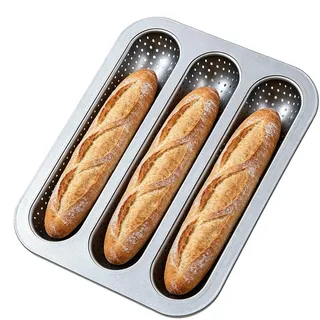 Brotbackblech – Baguette-Blech 33 cm | perforierte Form aus Kohlenstoffstahl – antihaftbeschichtete französische Brotbackmaschine für Sandwiches, knusprige Brötchen zum Backen