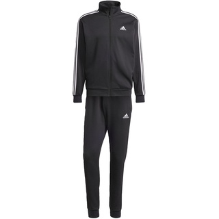 adidas Herren Basic 3-Streifen Fleece Trainingsanzug, Schwarz, M Tall, Schwarz, Medium Tall