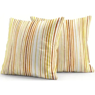 ZiYDaam Outdoor Wasserfest Kissenbezug 40x40 cm 2er Set Gelb Gestreift Modernes Kissenhülle Sofakissen Dekokissen Einfacher Stil für Sofa Garten Balkon Robustes Zierkissen für Terrasse