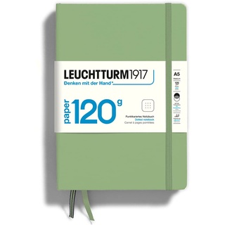 Leuchtturm1917 363537 Notizbuch 120g/m2 Paper Edition, Hardcover, Medium (A5), Salbei, dotted