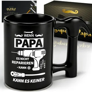 Vatertagsgeschenk für Papa Tasse Geschenke - 450ML Bester Papa Geschenk Vatertag mit Hammergriff, Lustige Vater Tag Geschenk Personalisiert, Keramik Kaffeetasse Weihnachtsgeschenke Geburtstagsgeschenk
