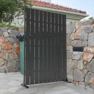 Paravent Outdoor, 120x180cm Freistehender Sichtschutz aus Stahl, Windschutz für Terrasse und Garten, Raumteiler für Indoor und Outdoor, Metall Trennwand mit Ständer - H