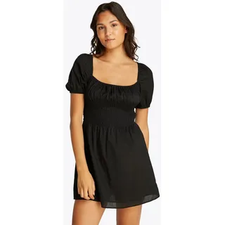 Tommy Jeans Babydollkleid TJW COTTON VOILE MINI DRESS EXT in Mini-Länge, mit Raffungen schwarz XS (34)