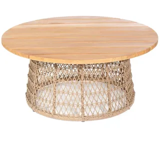 Sonnenpartner Retro Lounge-Tisch Gartentisch ø100 cm Aluminium mit Teakholz