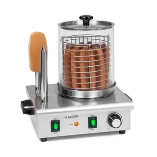 Klarstein Wurstfabrik Pro 550 Hot Dog Maker, 550W 2 Spieße 5L 30-100°C Edelstahl silber